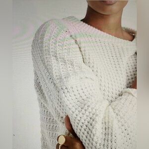 Madewell Stitchmix Pullover Sweater in Bright Ivory Wool Blend oversized Size M